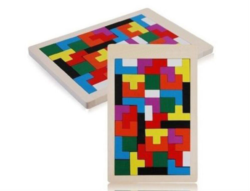 Wooden Tangram Brain Teaser Puzzle Tetris Game Preschool Children Wood To Ho TL