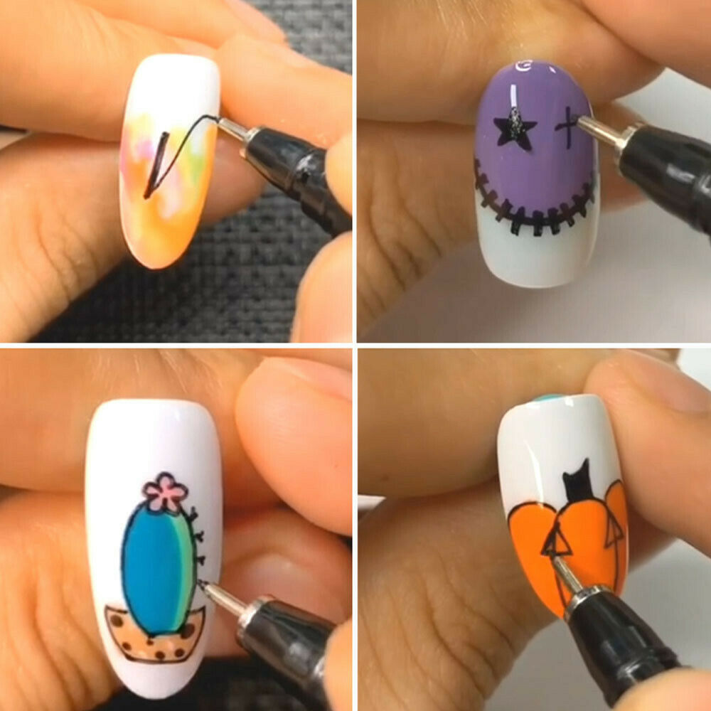 Nail Art Pen Polish Painting Drawing Pencil UV Gel DIY Design Manicure Tools~ AU