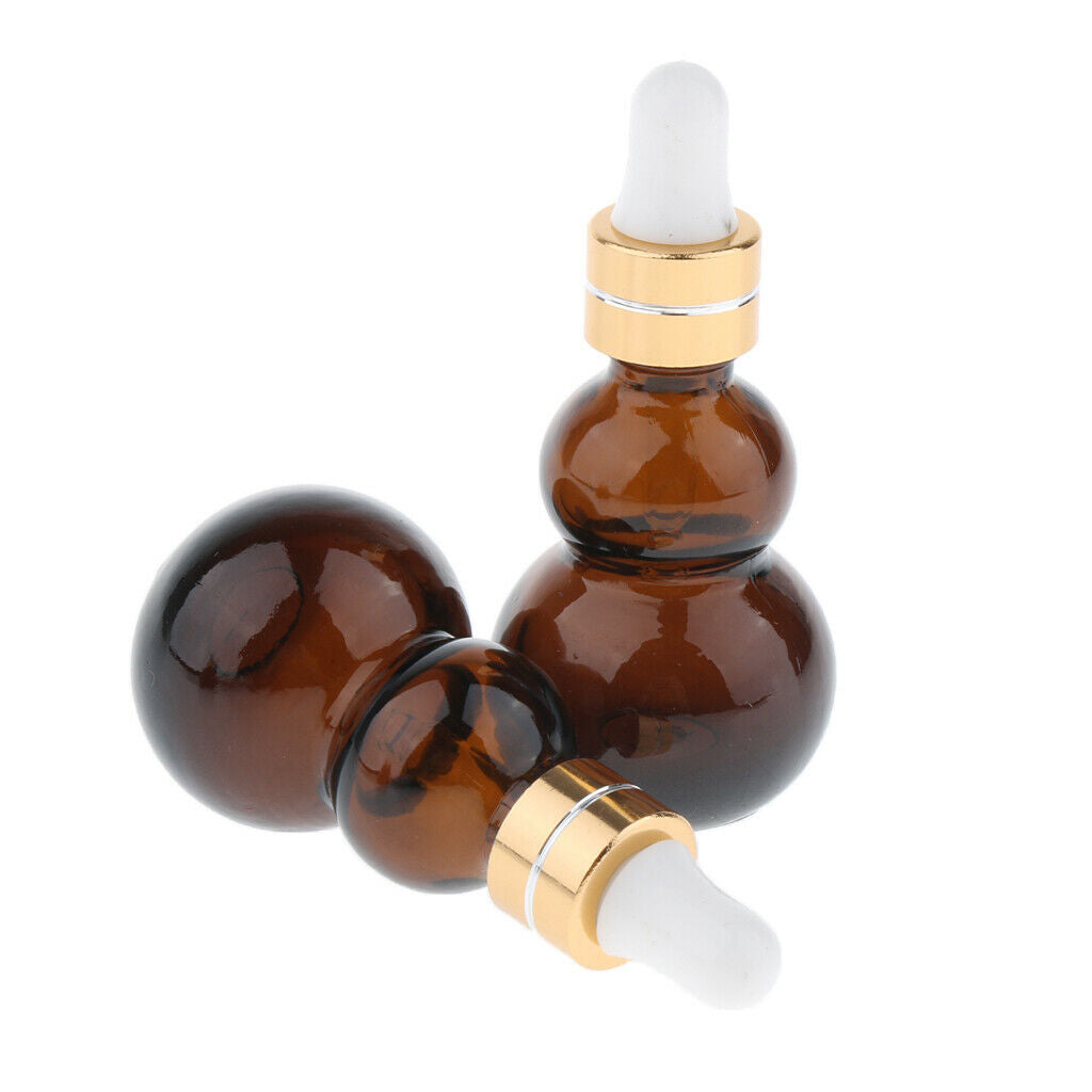 6pcs Gourd Empty Refillable Essential Oil Glass Dropper Bottle Vial - Amber,