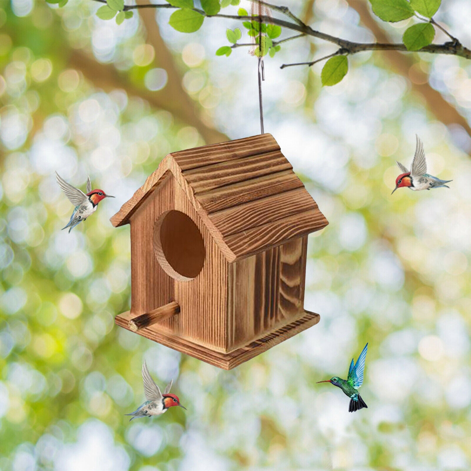 Pet Wood Parakeet Budgie Cockatiel Breeding Nesting Wooden Bird Cage Box