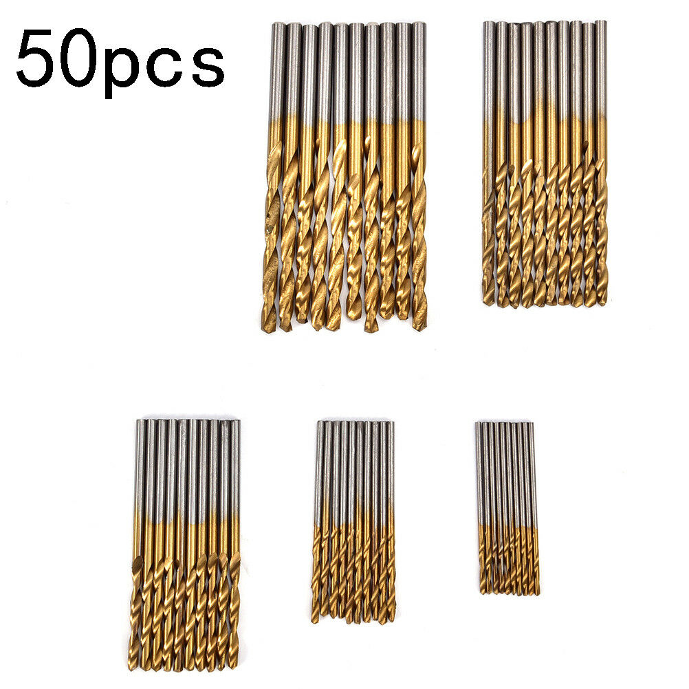 50Pcs 1/1.5/2/2.5/3mm Titanium Coated HSS High Speed Steel Drill Bit Set TooDD