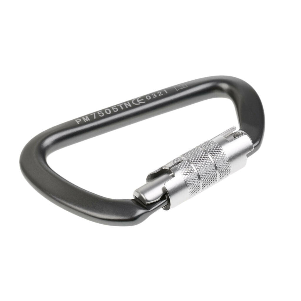 26KN Auto Lock D Shape Carabiner Outdoor Rock Climbing Caving Gear Equipment
