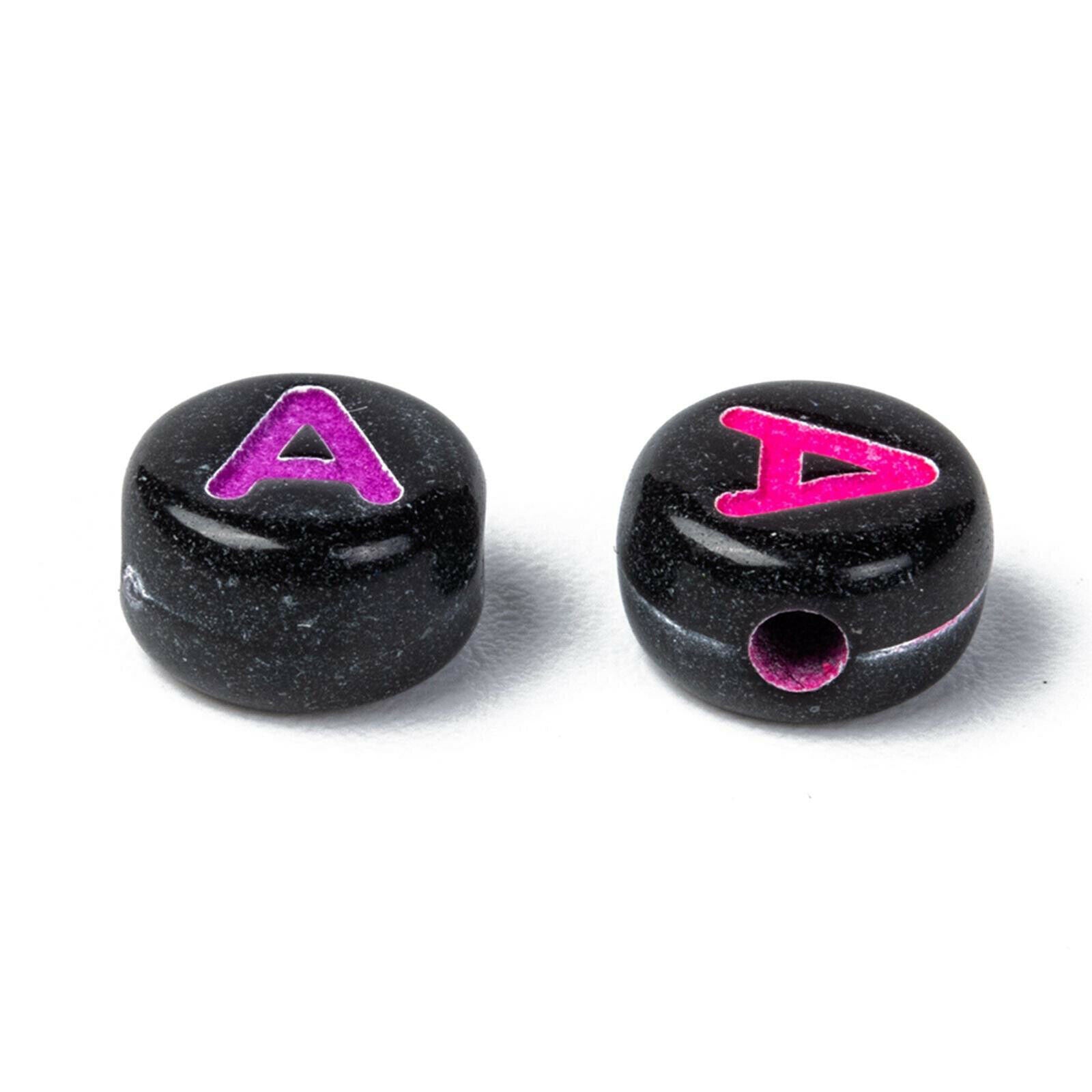 Lot 2600Pcs Black 7mm Alphabet Beads Flat Round for Jewellery Making DIY