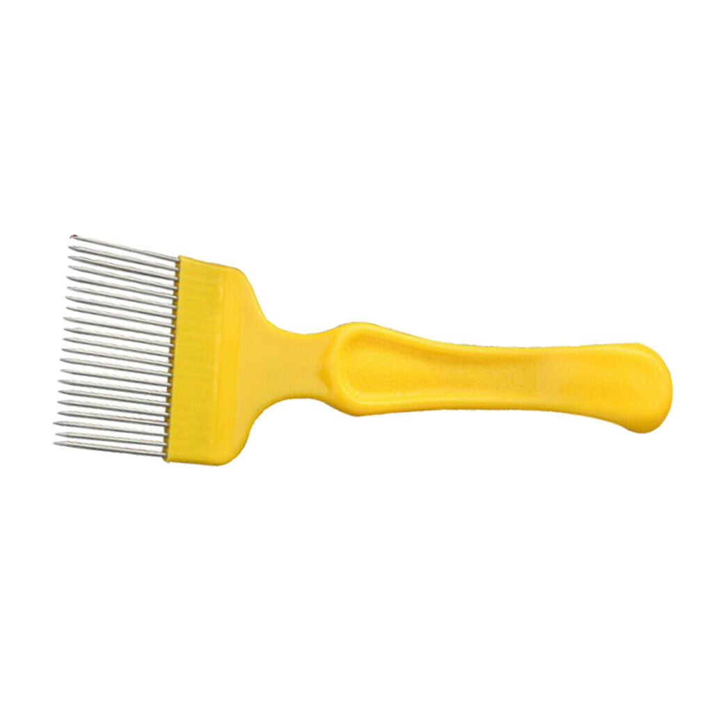 Stainless Steel Tines Uncapping Fork With Plastic Handle  21Pins Yellow