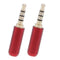 2pcs 3.5mm 4 Pole Male Headphone Jack Metal Soldering - Red