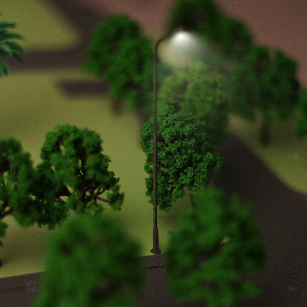 Set of 10 1:100 LED Street Lights Single Head Train Lamp Scale Scenery