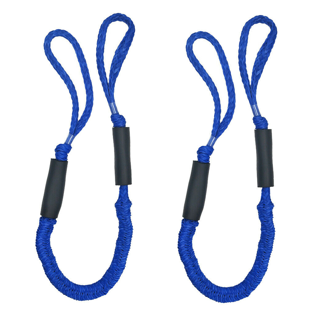 2pcs Bungee Dock Lines 4' Mooring Rope for Boat PWC Kayaks Docks Tie Down Blue