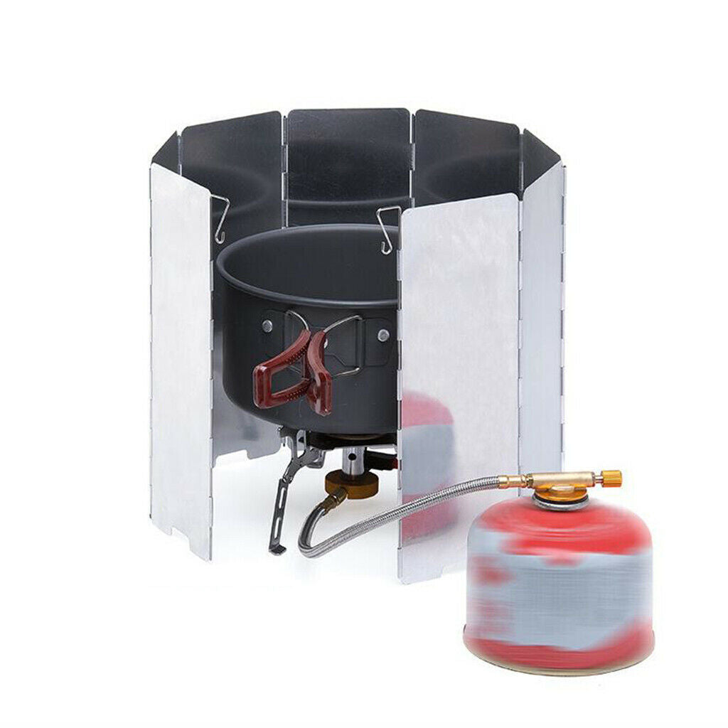 Folding 9 Plates Aluminum Alloy Outdoor Burner Stove Wind Shield Windshield
