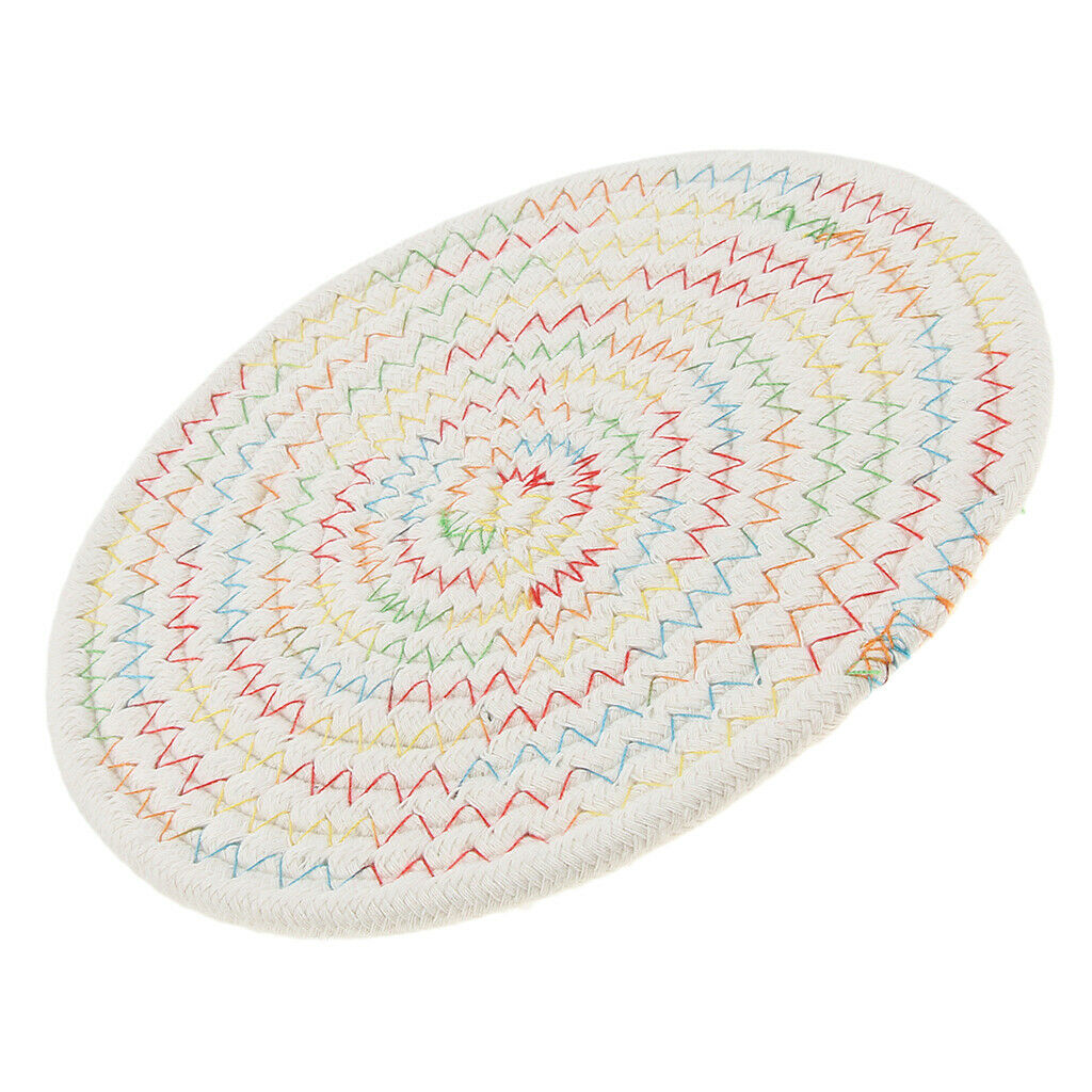 Round Cotton Braided Table Placemat Mat Coaster for Cup Saucer Bowl Teapot