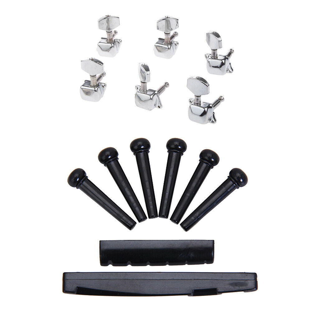 3R3L Semiclosed Guitar Tuning Pegs Machine Heads with Nut Saddle Bridge Pins