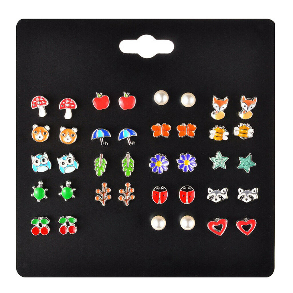 20 Pairs Cute Assorted Multiple Shapes Stud Earrings for Women Earrings Set