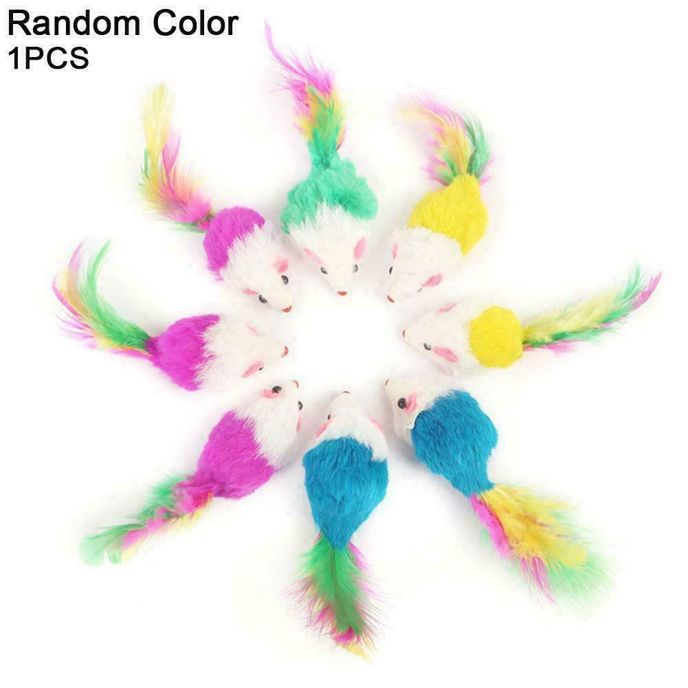 1Pcs Realistic Mouse Pet Cat Toys Mini Playing Toys with Feather Colorful new