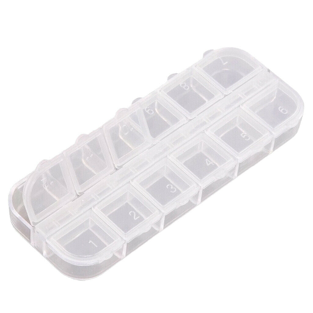 12 Compartment Empty Storage Case Box for Nail Art Tips Gems Rhinestone Tool