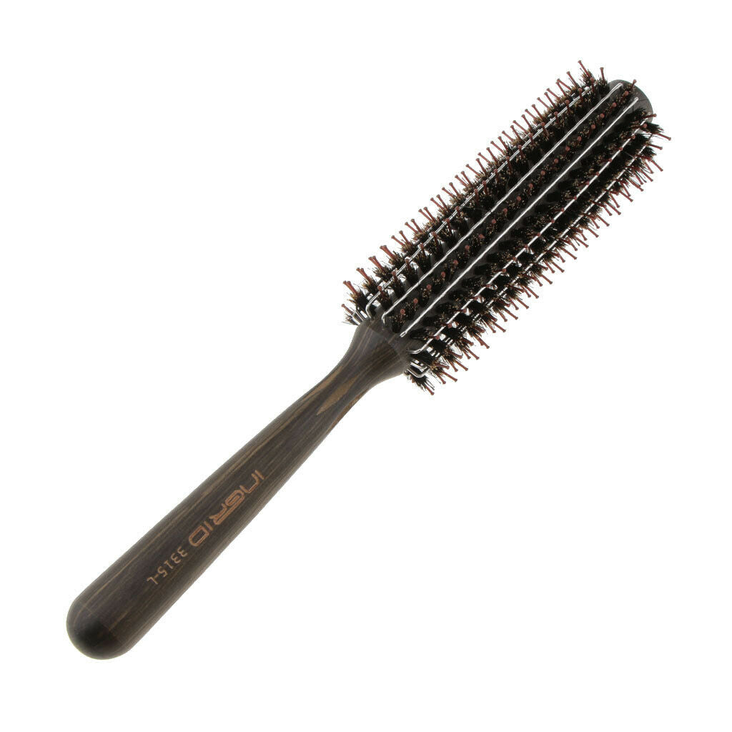Wooden Handle Hair Brush Round Straightener Detangler Styling Care Brush L