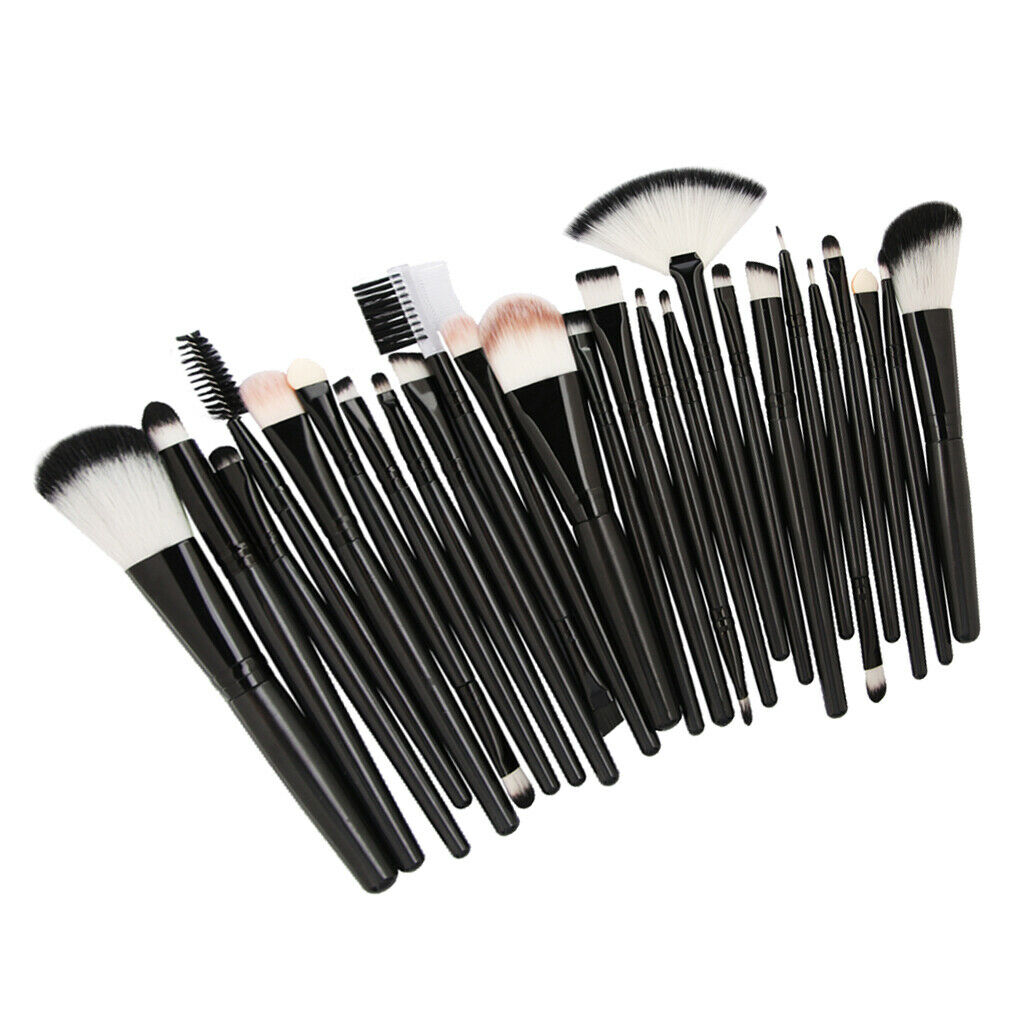 25x Soft Makeup Brushes Set Blush Buffing Blending Mascara Brush Comb Black