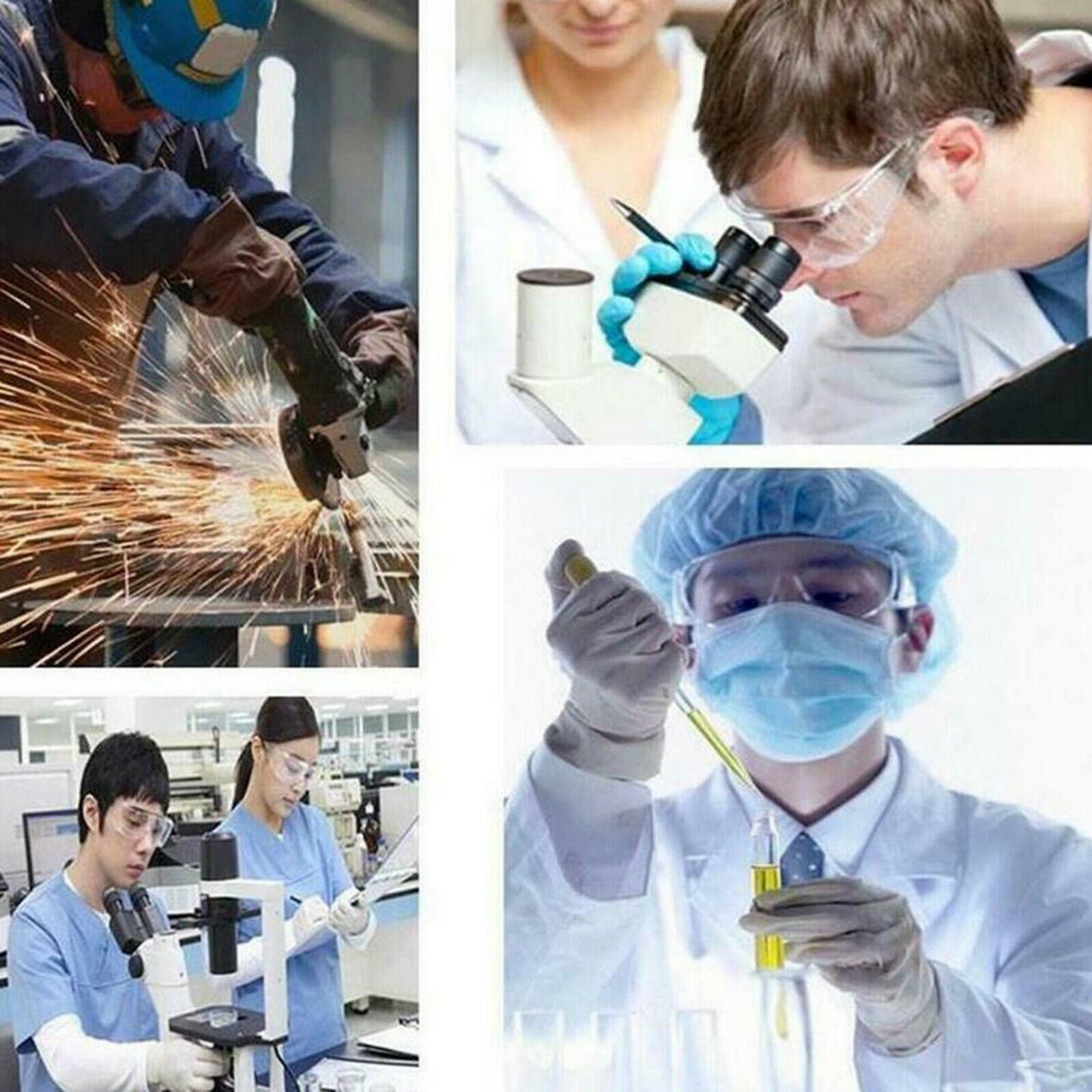 Safety Glasses Transparent Frame for Men Women Laboratory Chemicals Construction