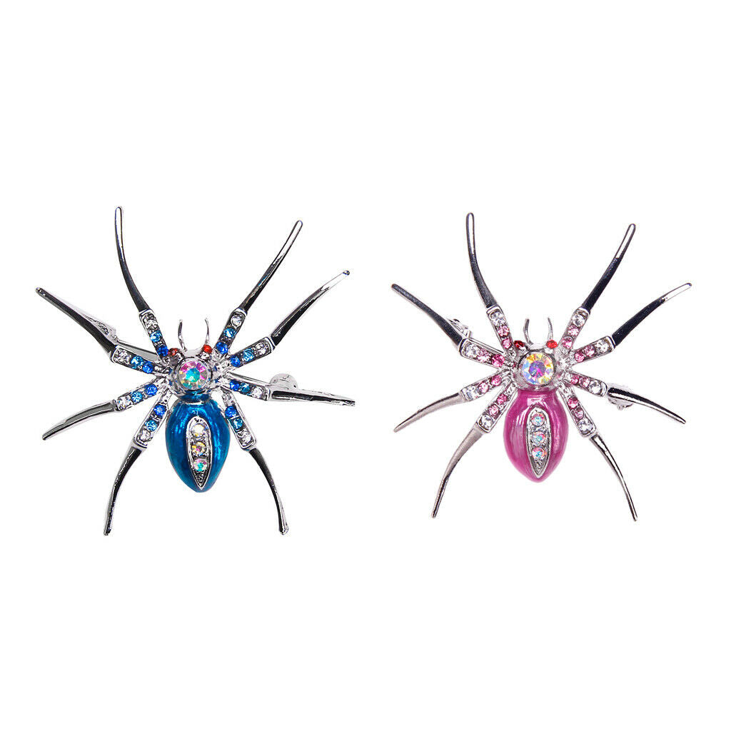 Shiny Dazzling Spider Clip Pin Brooch Colorful Rhinestones Bag Hat Art Decor