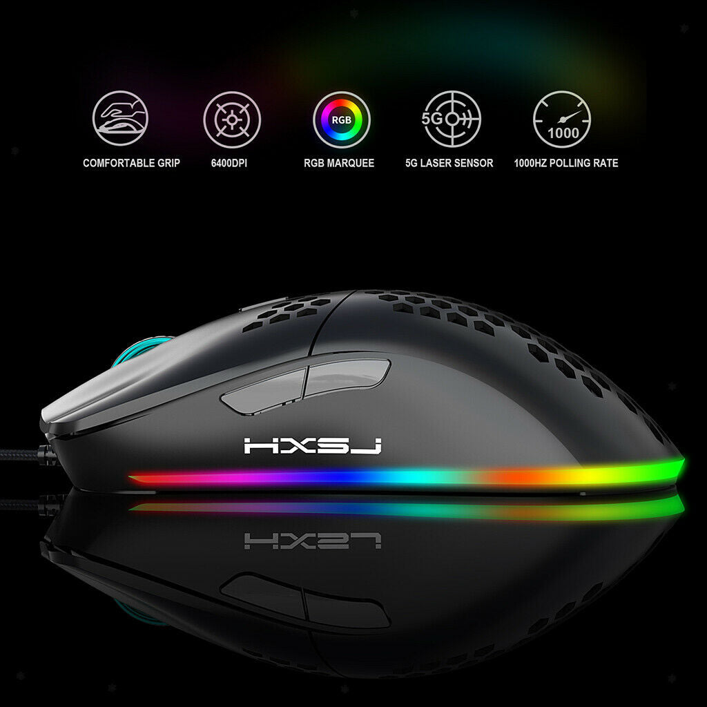 USB Wired RGB 6400 DPI Programmable Gaming Mouse for Laptop