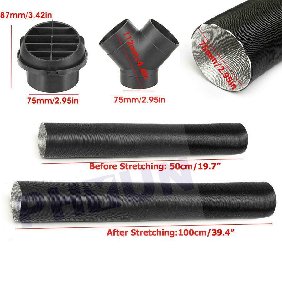 75mm/2.95in Heater Pipe Duct Warm Air Outlet Vent Y Piece Connector Clip