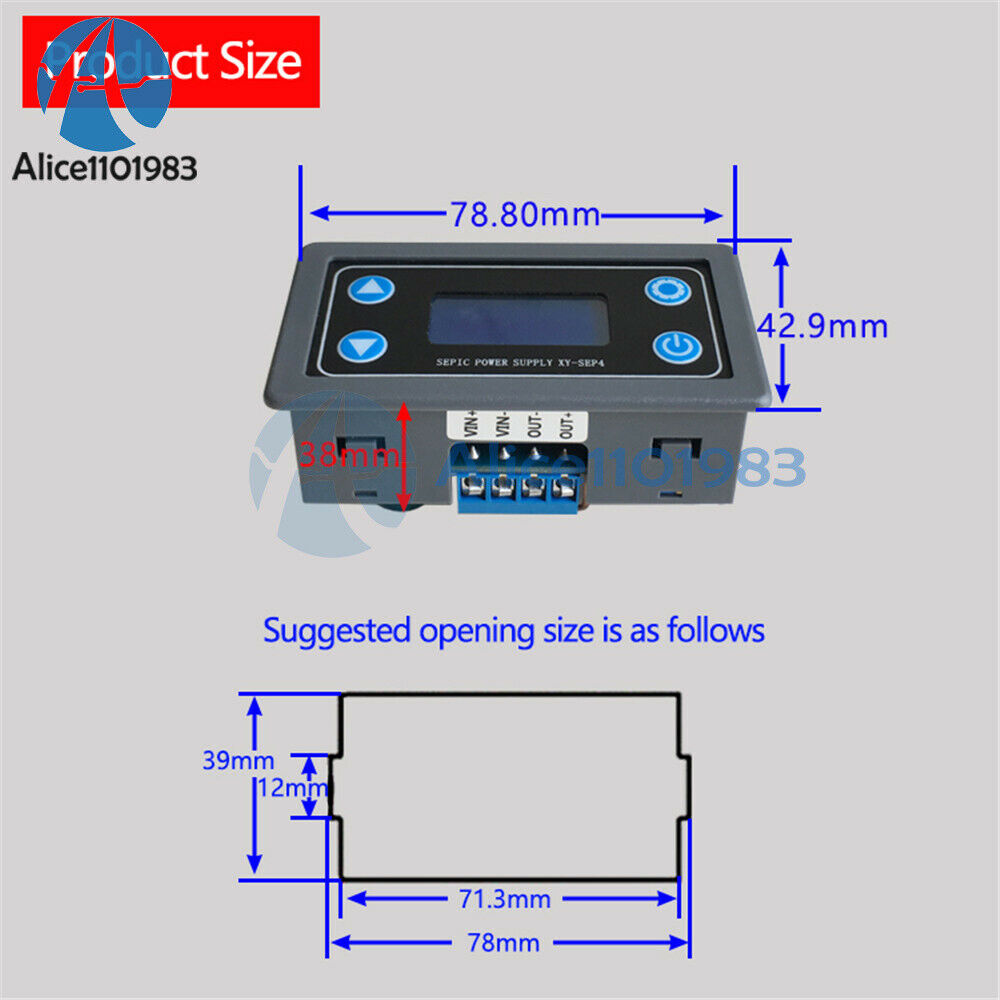 DC 5-30V LCD Adjustable Auto DC-DC Buck Boost Converter Power Supply Module