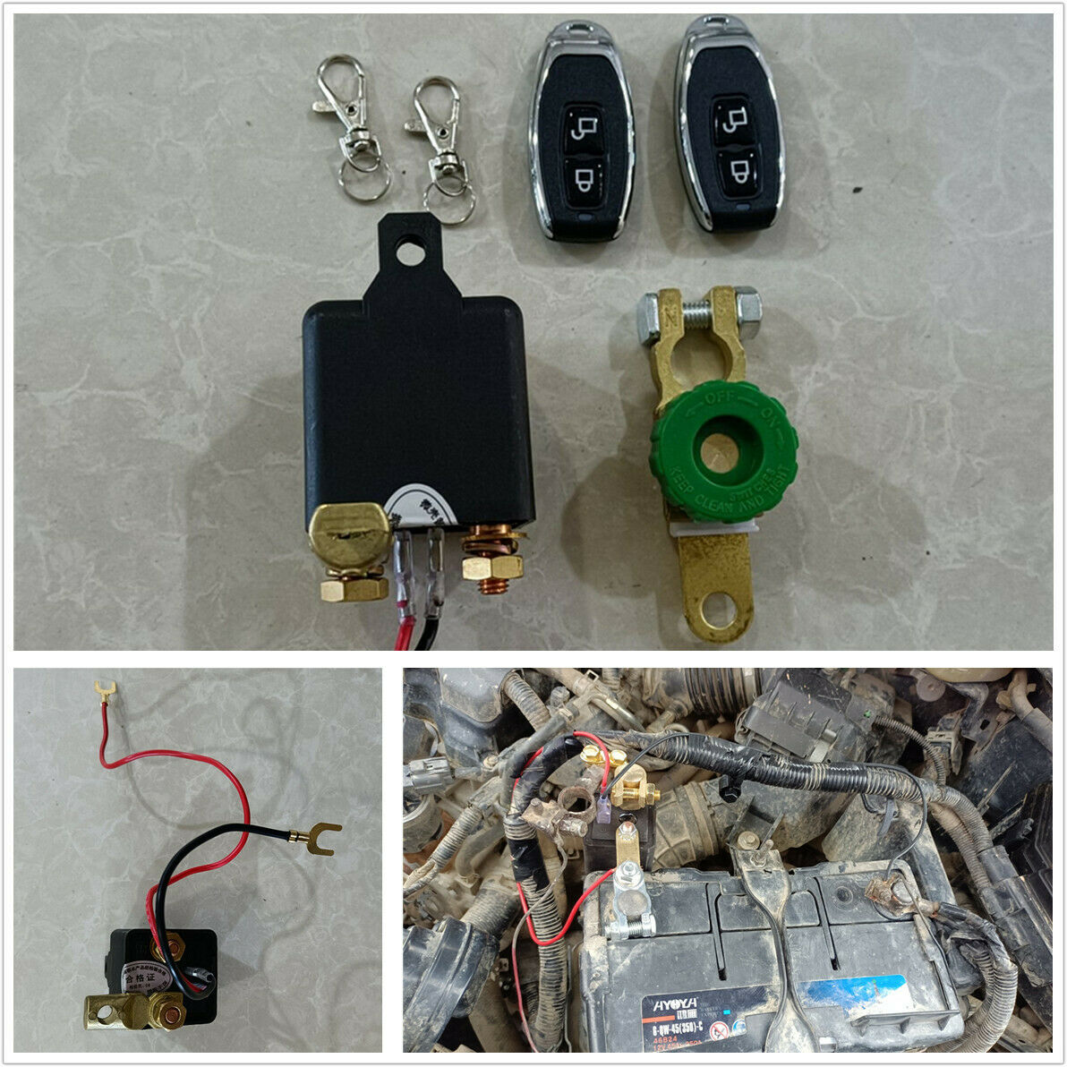 12V Universal Car Battery Disconnect Cut Off Master Switch + 2PC Wireless Remote