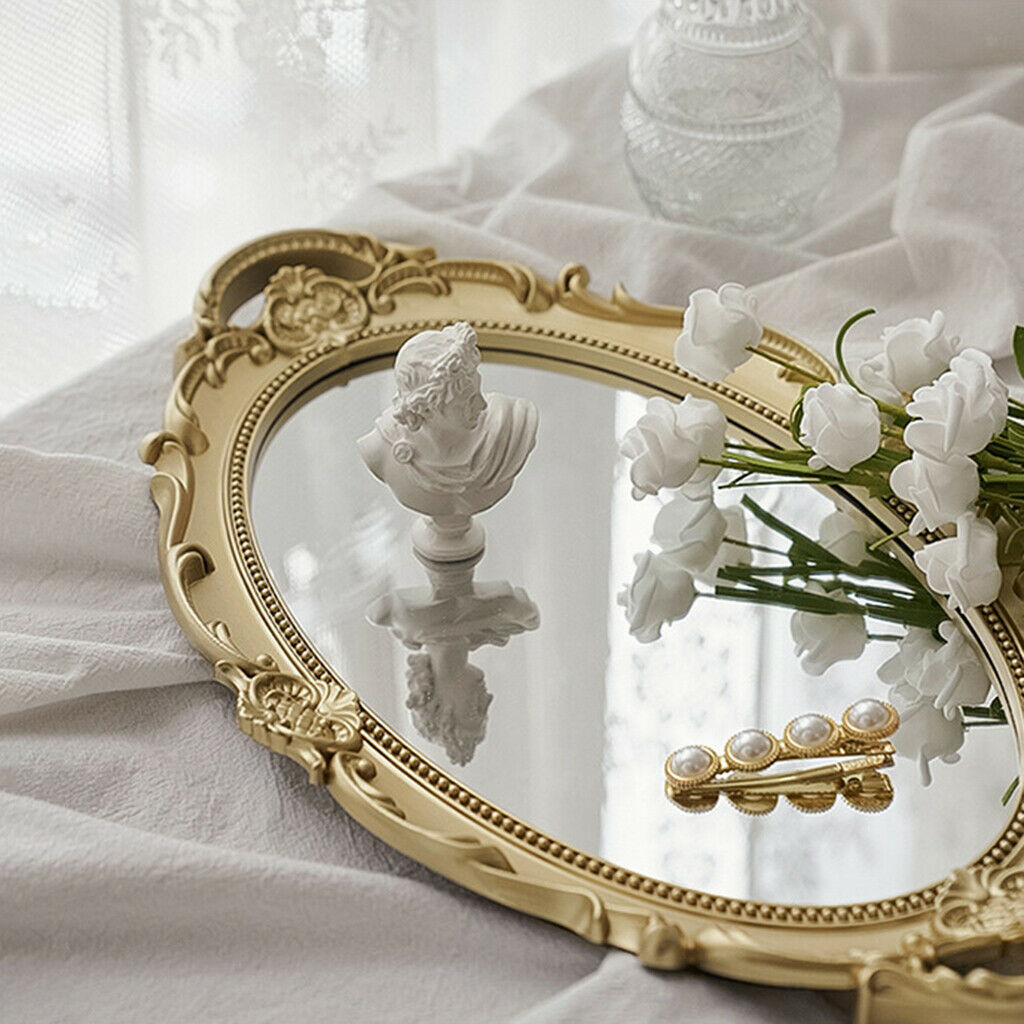 Makeup Mirror Decorative Mirrored Tray Vanity Perfume Bathroom Bedroom