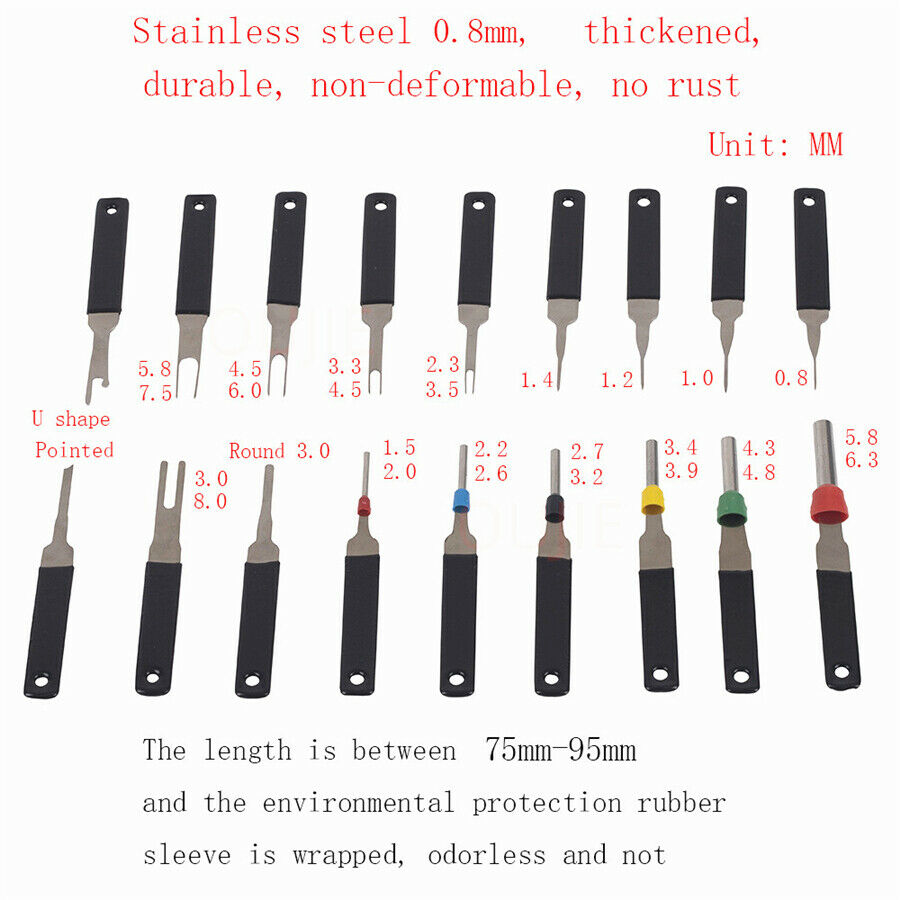 18PCS  Car Wire Terminal Removal Tool Wiring Connector Pin Extractor Puller +Bag