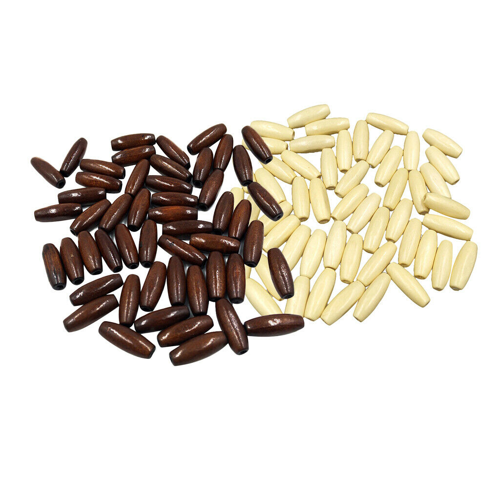 100pcs Brown and Beige Oval Wooden Boho Style Beads Jewellery Findings 23mm