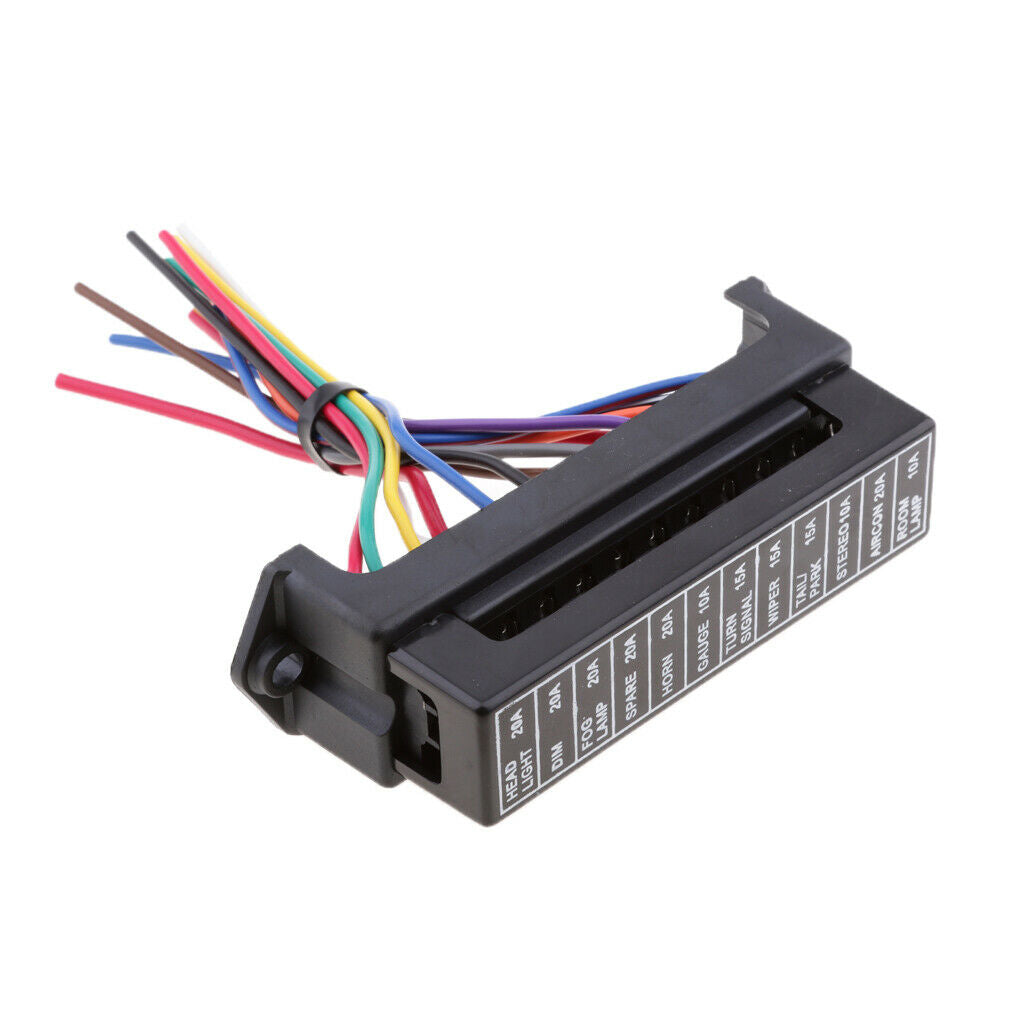1A-40A 12-Way Automotive Relay Fuse Holder Distribution Block 32V Voltage
