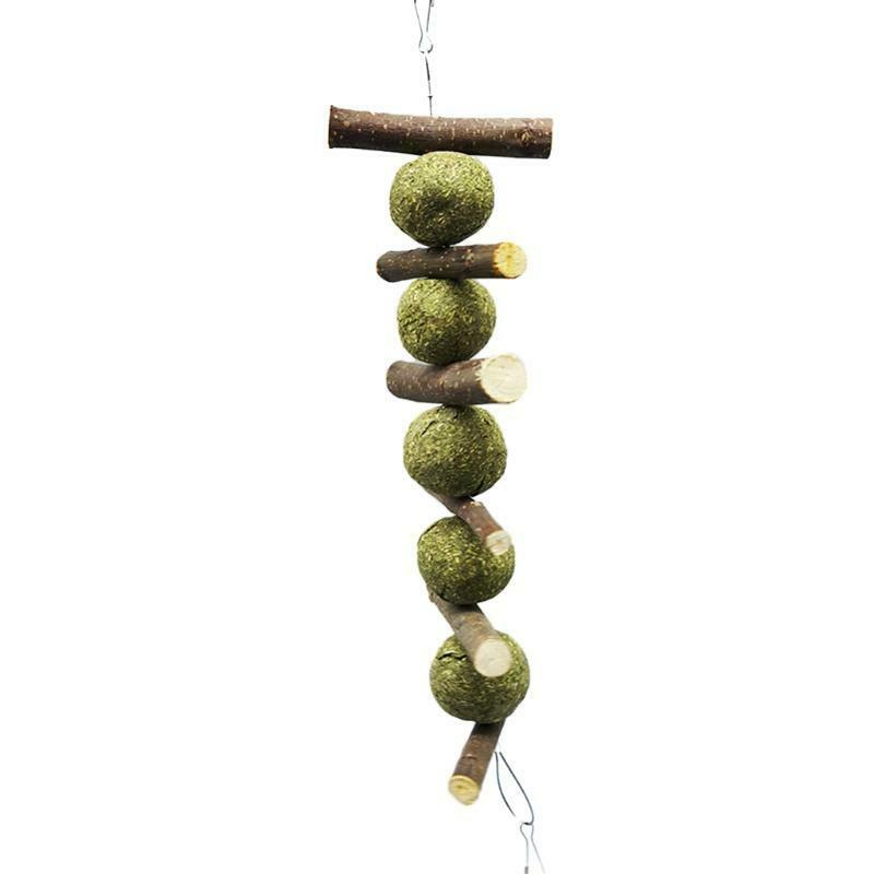 Bunny Chew Toys Wood Branches Grass Balls Rabbit Hay Treat for Teeth Clean