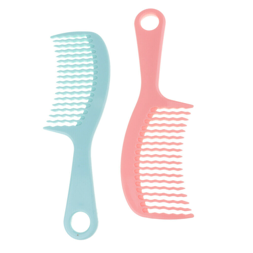 2x Pro Hair Brush Detangling Hairdressing Curved&Wavy Wide Teeth Salon Combs