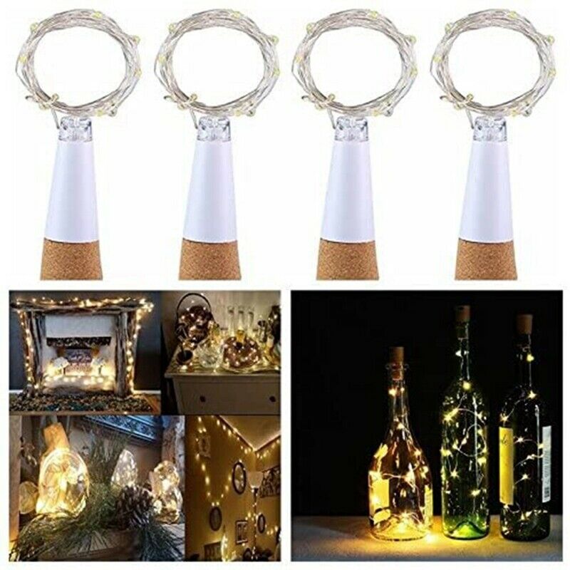 4X(4 St Led Wine Bottle with Cork 20 LED Bottle Lights Battery Cork K2K9)