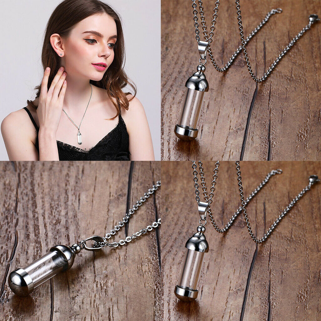 3 Pieces Steel Screw  Tube Glass Bottle Urn Vial Charm