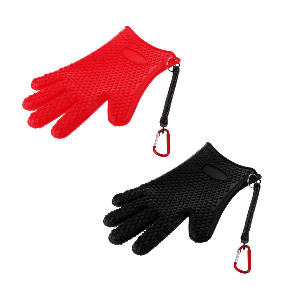 Catch Fish Gloves Anti-slip Fishing Gloves with Buckle Anti-slip Black