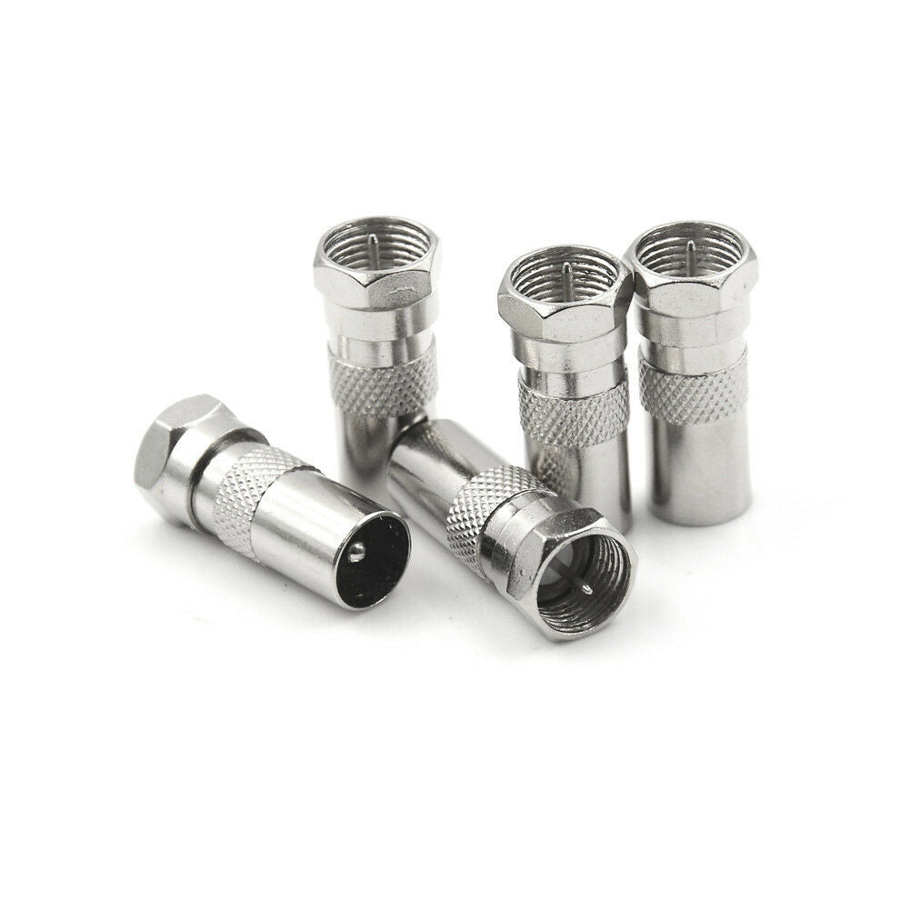 5PCS F Male Plug To IEC DVB-T TV PAL Male Straight Coax Coaxial RF Adapter B_DD