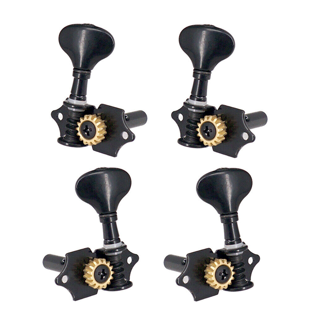 4pcs 2R2L String Tuning Peg Gear Electric Ukulele Tuner Machine Heads Black