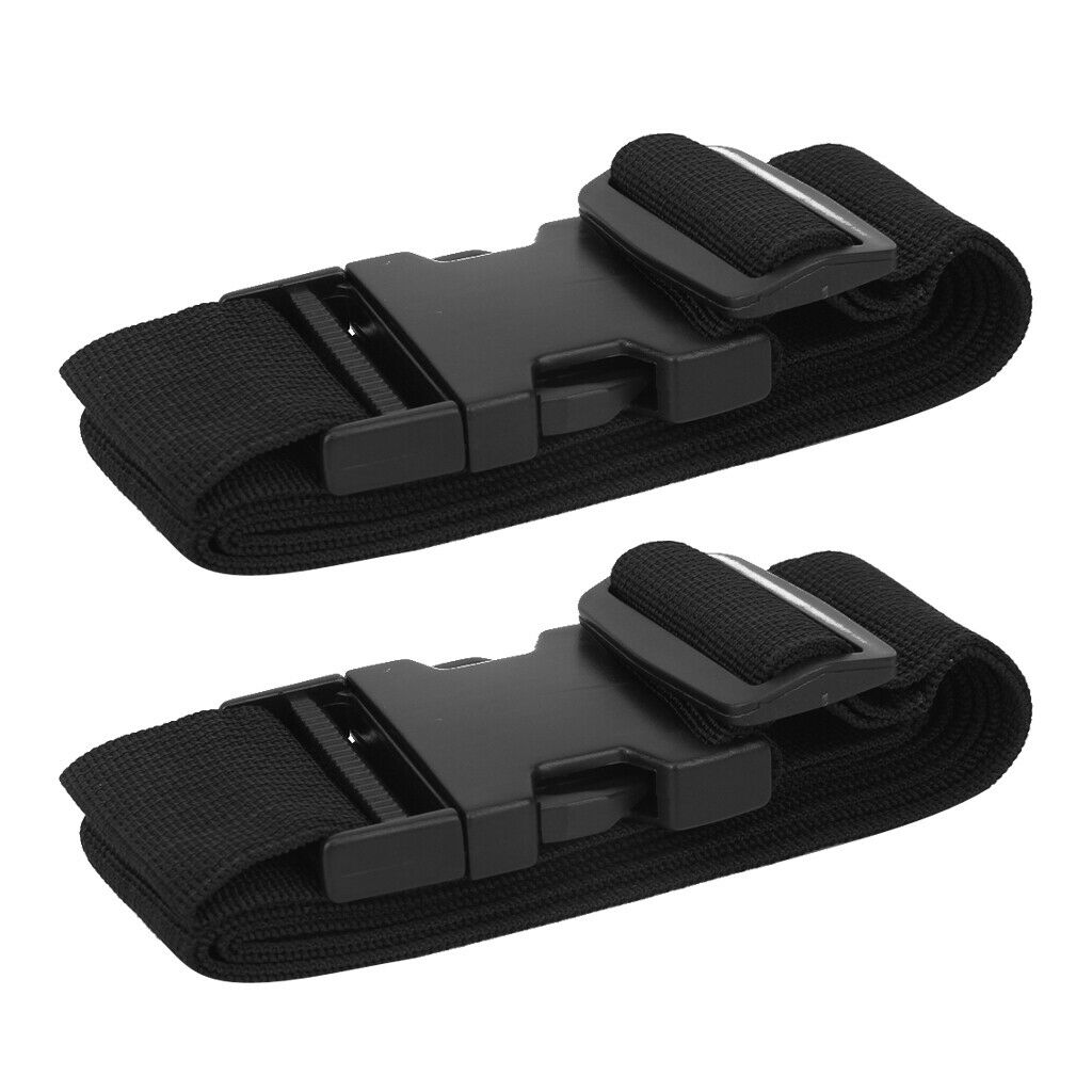 2 Pieces Luggage Straps Suitcase Belts Travel Bag Accessories Black
