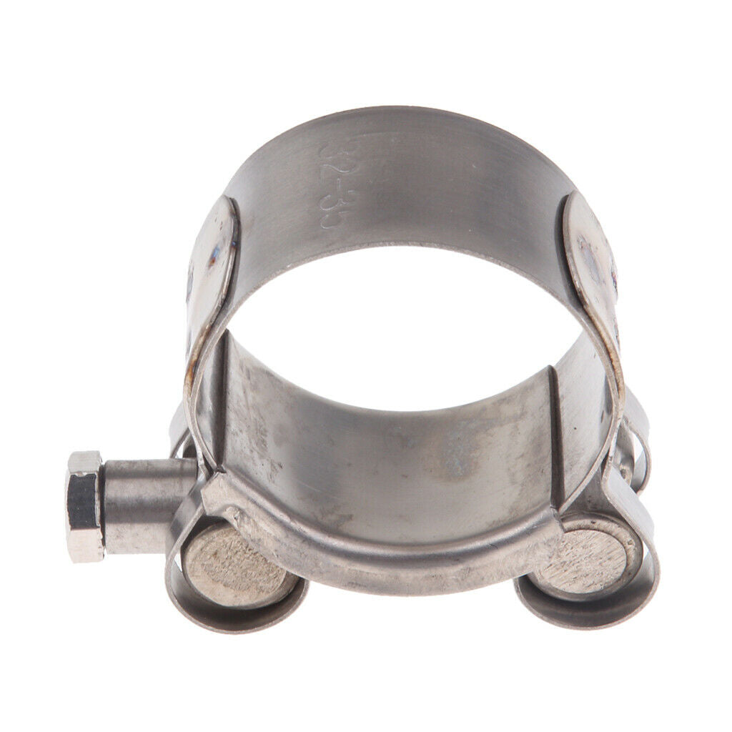 2- Pack Motorcycle Exhaust Clamp/Clip 32 - 35 mm Stainless Steel