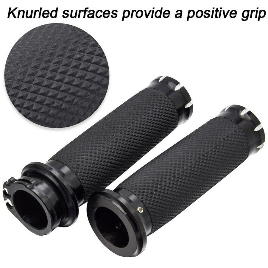 Pair 1" Motorcycle Handlebar End Hand Grips For Kawasaki Cruiser Chopper