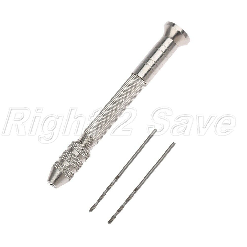 0.3-2.5mm Aluminium Alloy Hand Drill With Keyless Chuck & 2x HSS Twist Drill Bit