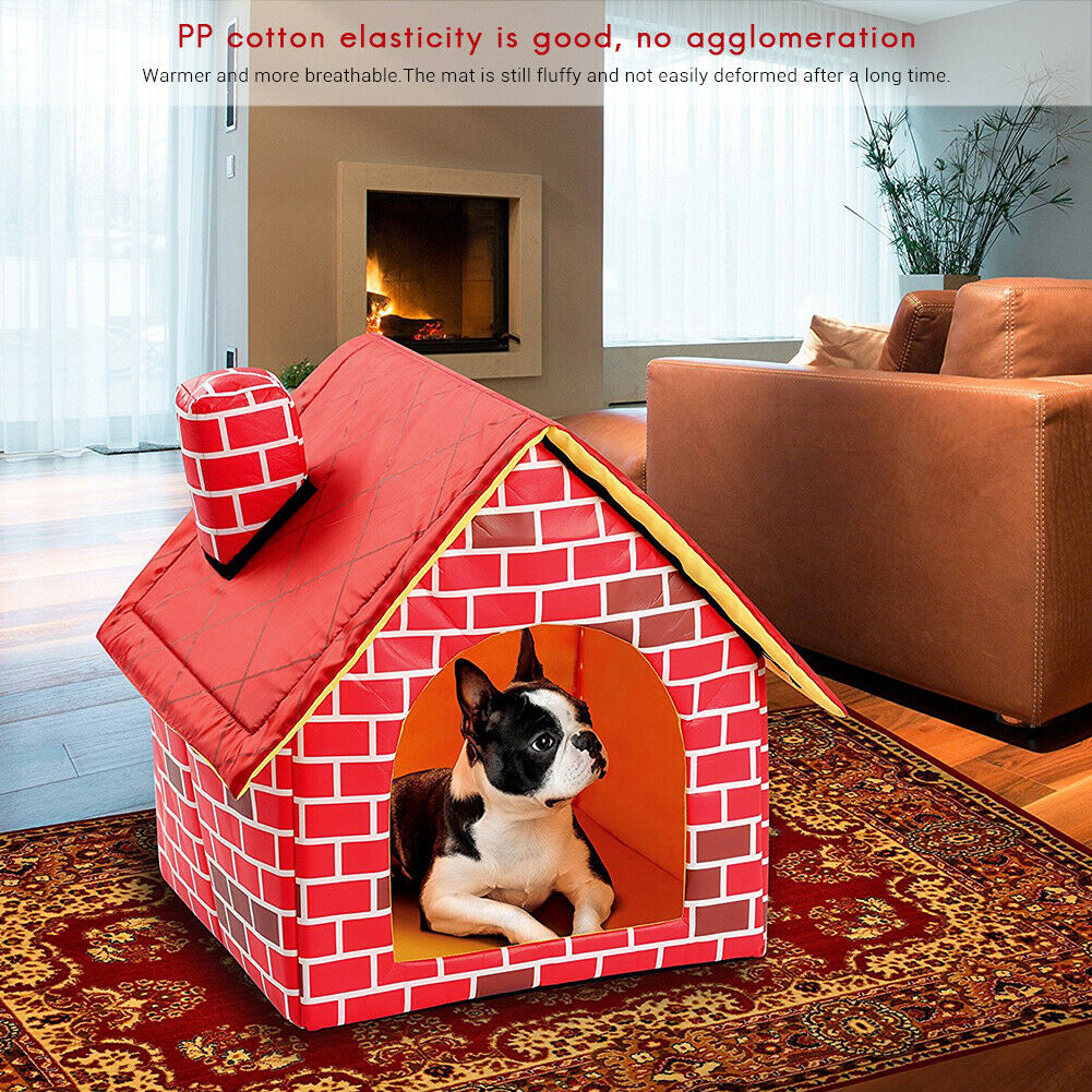 Portable Cat Puppy Home Red Brick Pet Dog House Warm And Cozy Cat Bed Dog House