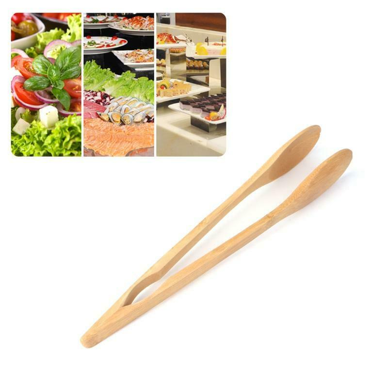 Bamboo Wooden Food BBQ Salad Toast Tongs Cake Pastry Tea Clip Clamp Kitchen Tool