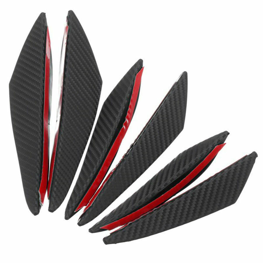 6pc Universal Carbon Fiber Look Auto Car Front Bumper Fins Spoiler Canards Refit