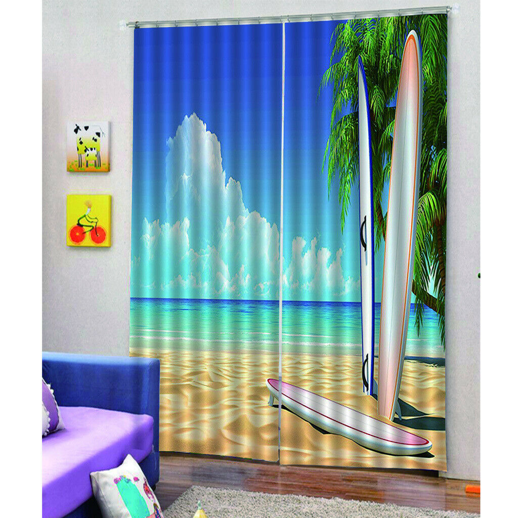 Seaside skateboard printing shade curtains for bedroom and Living Room M