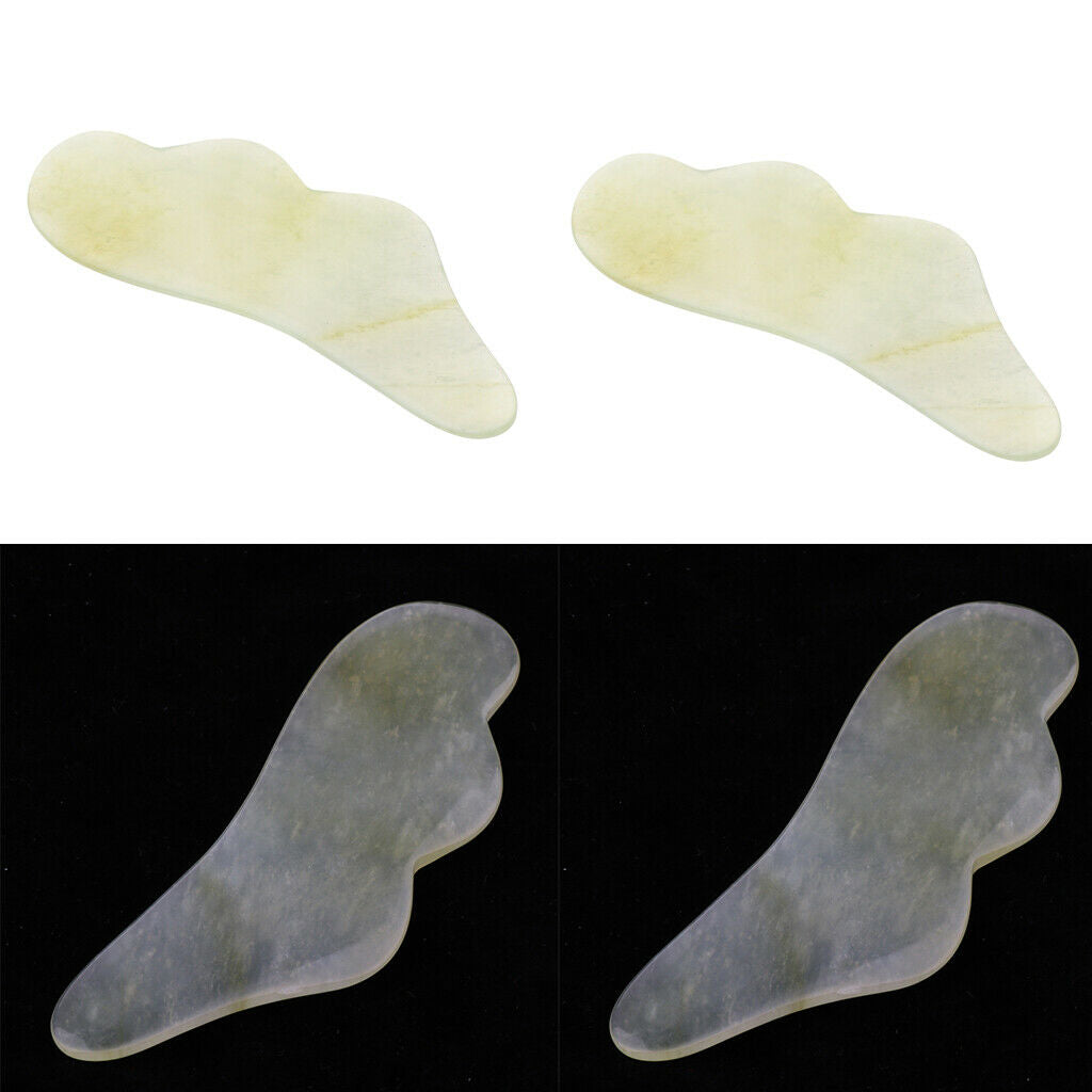 Pack of 2, Gua Sha Scraping Jade Blade Massage Tools - Handmade Jade Guasha