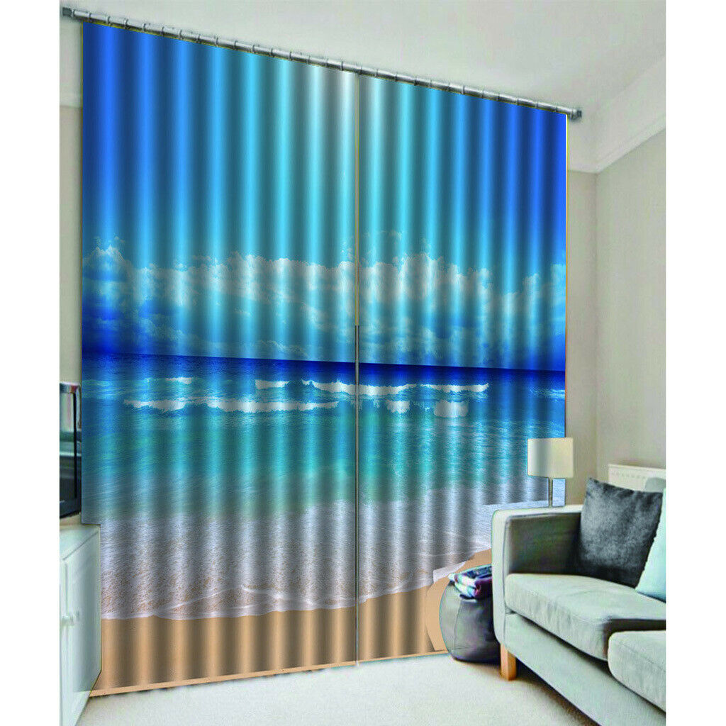 Seaside Scenery Landscape Blackout Curtains for Living Room Style-3