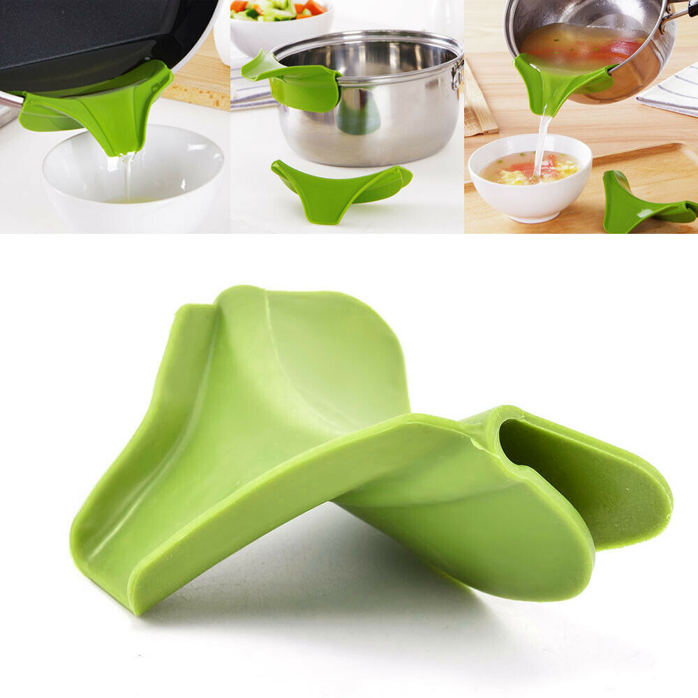 Creative Anti-spill Silicone Slip On Pour Soup Spout Funnel for Pot Pan Bowl US