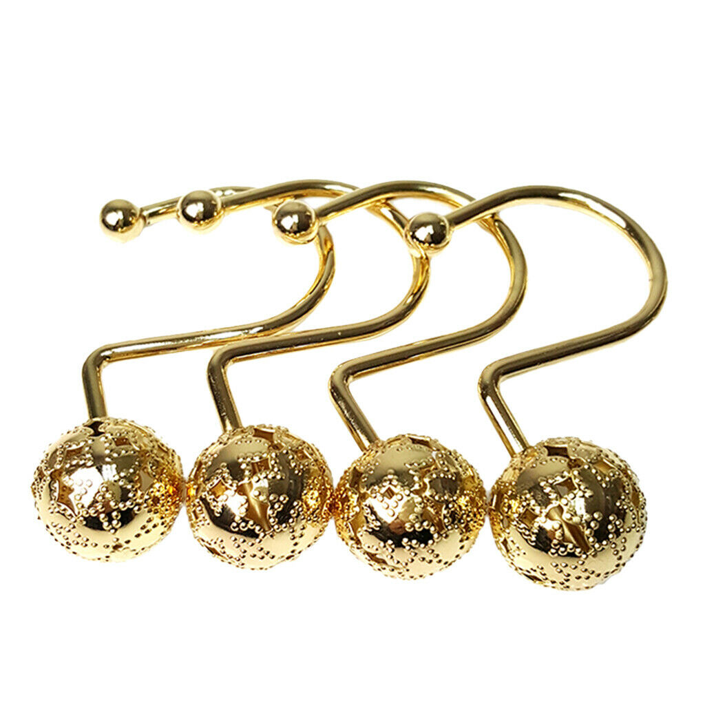 12x Shower Curtain Roller Rings Bathroom Hooks Window Curtain Tieback 3