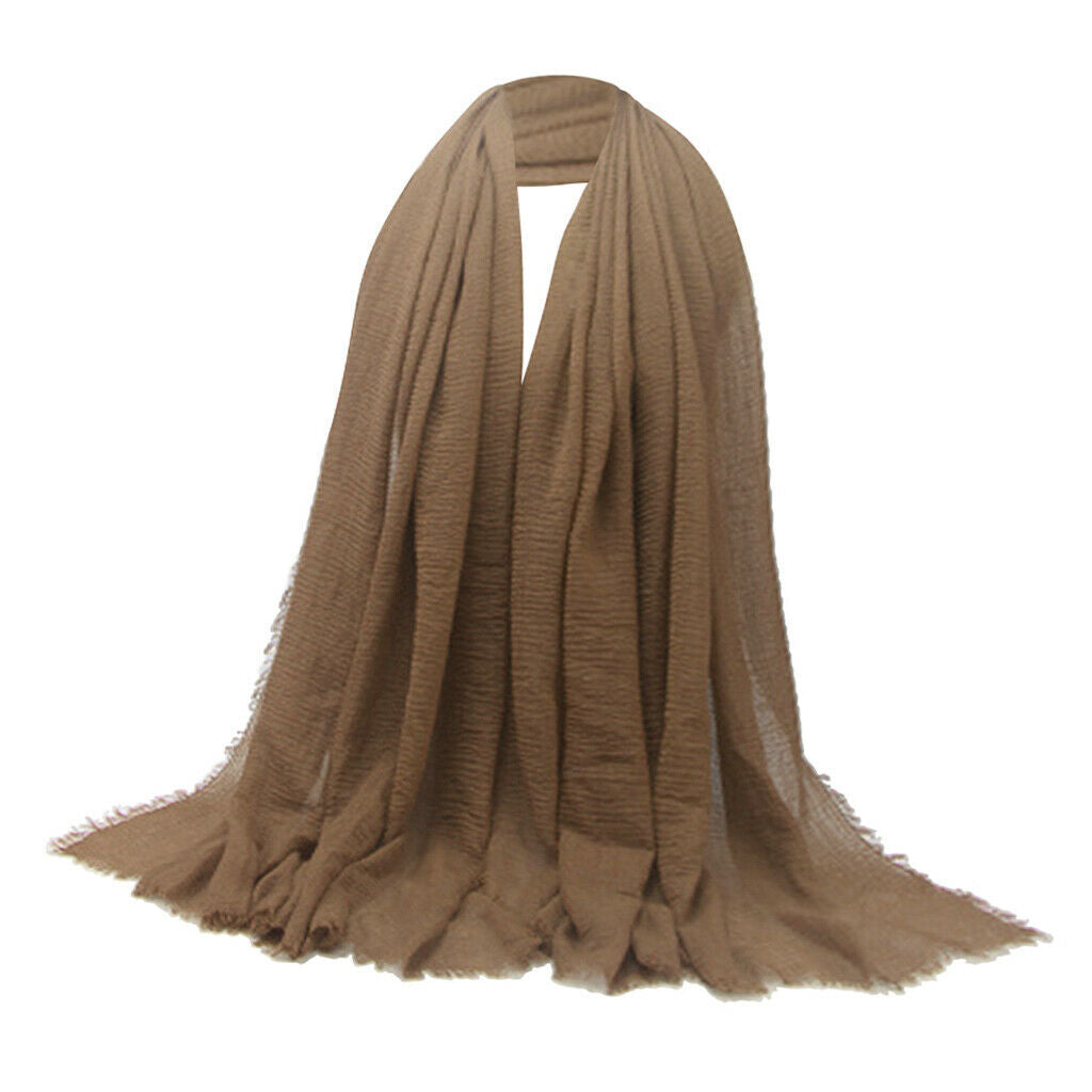 2pcs Womens Cotton Long Scarf Crinkle Hijab Hijab Head Scarf Neck Wrap