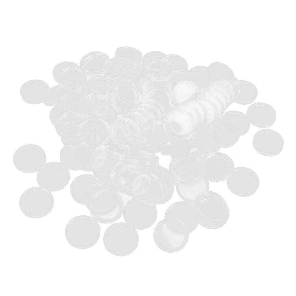 100pc Coin Capsules Round Plastic Coin Holder Case for Coin Collection Supplies,